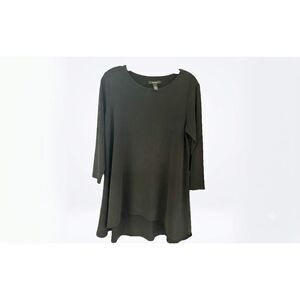 Alfani Black Tunic Top S | Women's 3/4 Sleeve High-Low Stretch Knit Blouse
